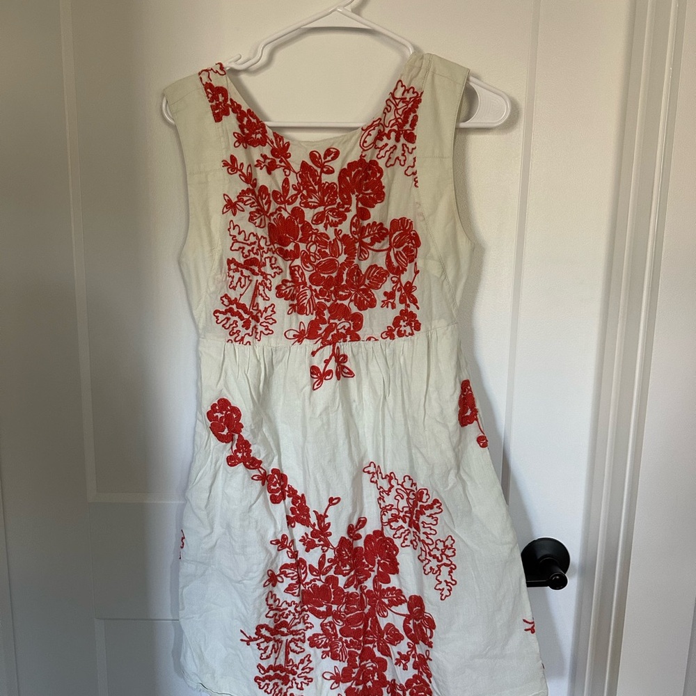 Vintage J.Crew White Mini Dress with Red Embroidery SIZE 4
